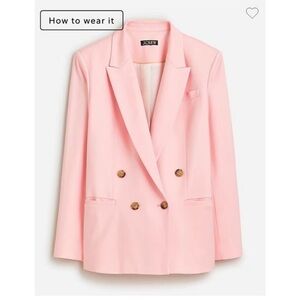 J.Crew $278 Relaxed Double Breasted Blazer in City Twill Pink Size 24 BX785 NEW